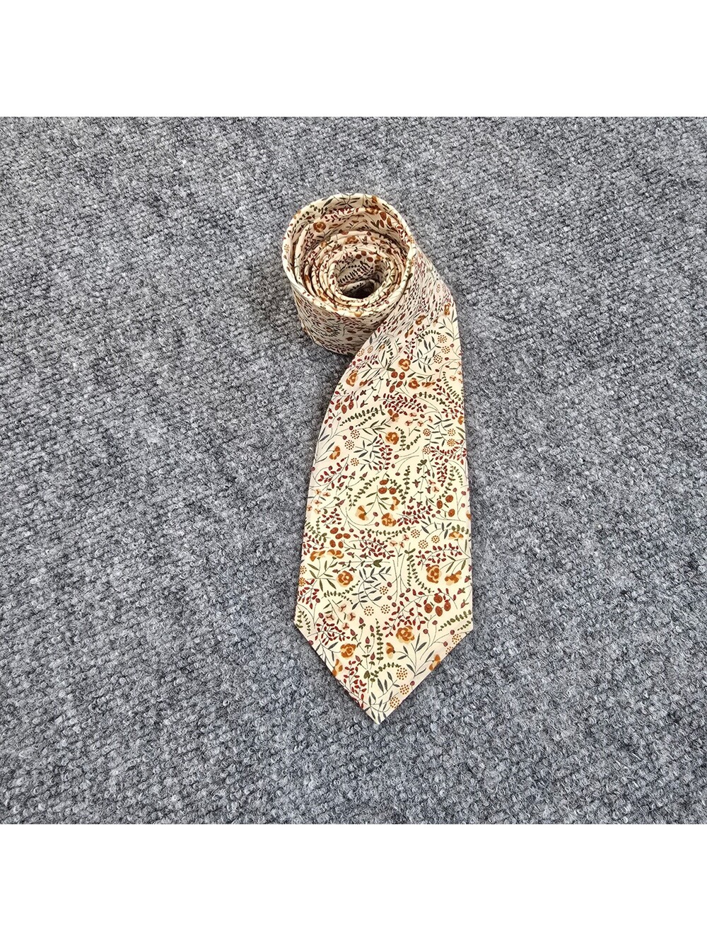 Liberty of London Floral Cotton Necktie Made in England Ivory Botanical